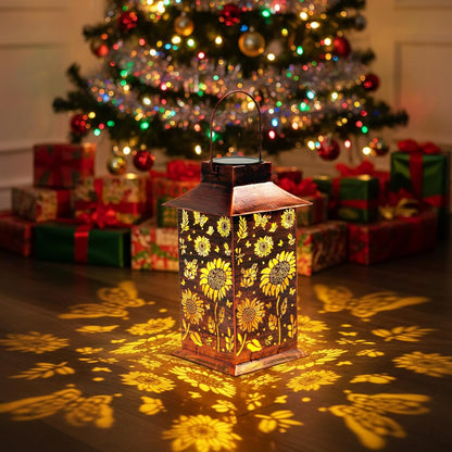 Homemory Sunflower Solar Lanterns Waterproof, Metal Hanging Hollowed-Out Metal Decor Lantern, LED Outdoor Decoration for Outside LED Lanternse for Yard, Backyard, Porch, Lawn