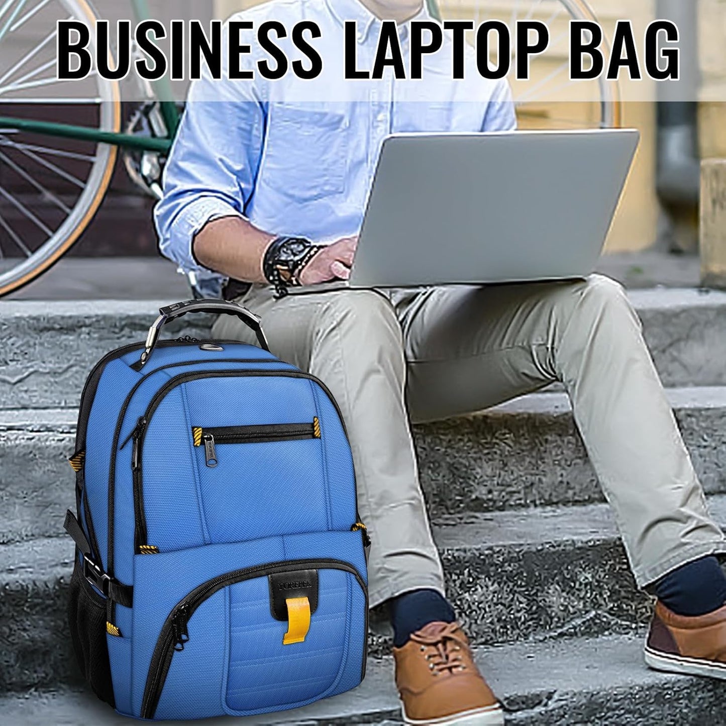 YOREPEK Travel Backpack, Extra Large 50L Laptop Backpacks for Men Women, Water Resistant College Backpack Airline Approved Business Work Bag with USB Charging Port Fits 17 Inch Computers, Cobalt Blue