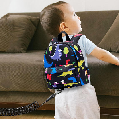Accmor Toddler Leash Baby Dinosaur Backpack Harness with Anti Lost Wrist Link, Cute Mini Child Daycare Bag with Tether Hold Kids Close While Outdoor Walking for Baby Boys Girls