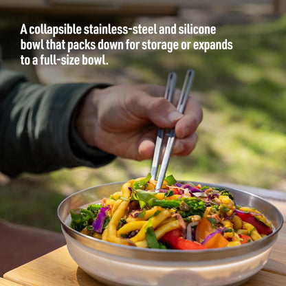 Sea to Summit Detour Stainless Steel Collapsible Bowl, Large (31 fl oz), Moonstruck Grey