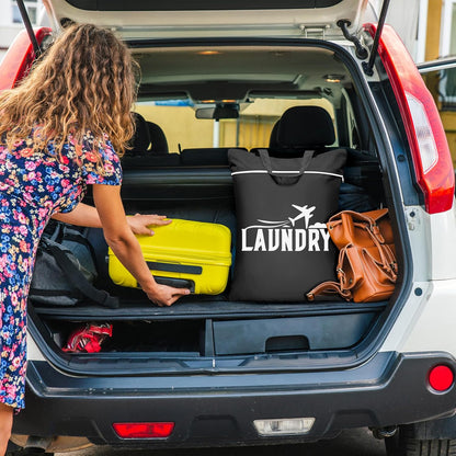 2 Pcs Large Travel Laundry Bag - Washable Waterproof Wet Bag for Dirty Clothes, Swimsuit, Workout, Gym, Swimming Pool, Yoga, College Dorm (Black+Blue)