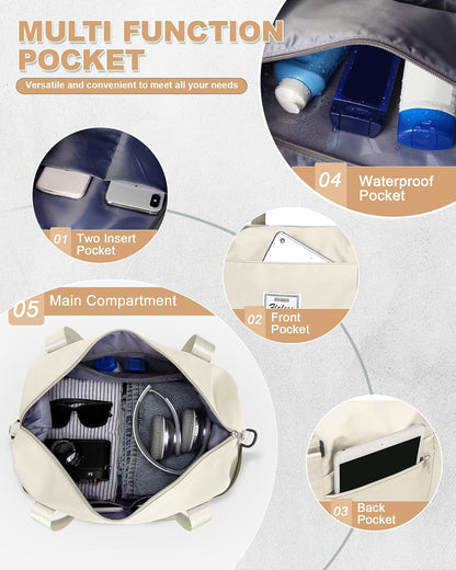 Travel Duffel Bag, Sports Tote Gym Bag, Shoulder Weekender Overnight Bag for Women