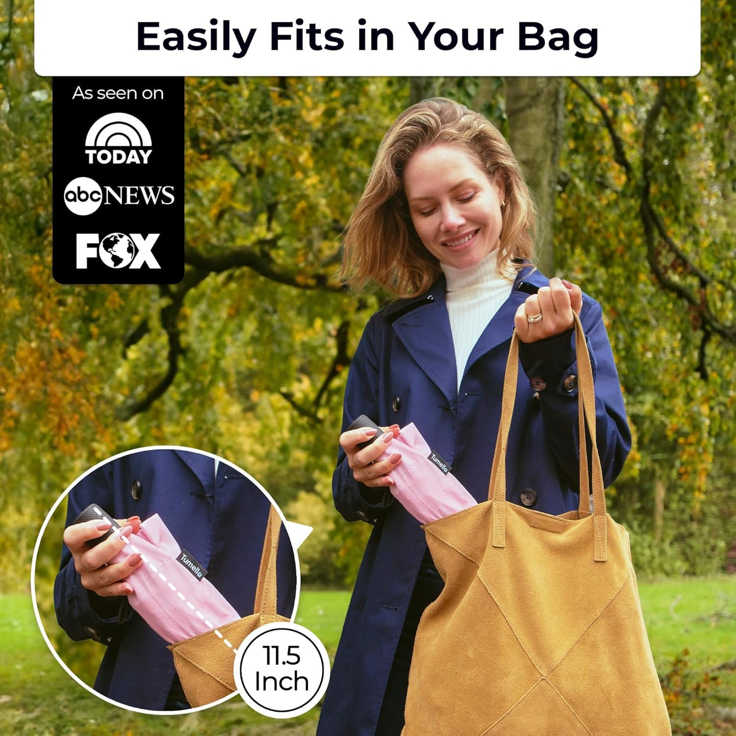 TUMELLA Strongest Windproof Travel Umbrella (Compact, Superior & Beautiful), Small Strong but Light Portable and Automatic Folding Rain Umbrella, Durable Premium Grip, Fits Car & Backpack