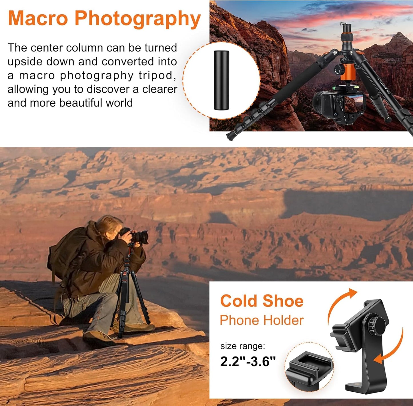 JOILCAN Tripod for Camera, 81" Aluminum Camera Tripod Stand, 83" DSLR Tripods & Monopods, Heavy Duty Travel Tripod for Binoculars Spotting Scope Telescope, Max Load 35lb