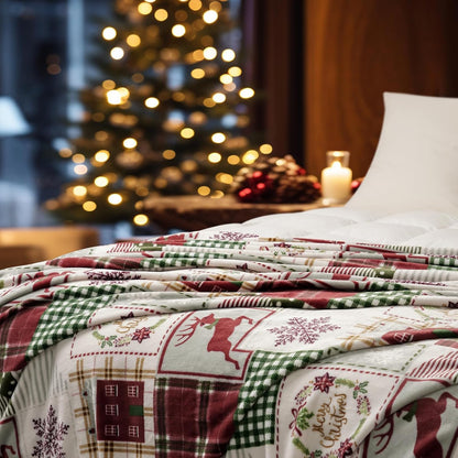 PHF Printed Fleece Throw Blanket, No Shed No Pilling Ultra Soft Plush Cozy Xmas Prints Theme Home Décor Flannel Blanket for Bed, Sofa, Couch and Gift, 50" x 60", Rindeer