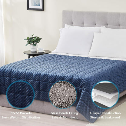 L'AGRATY Weighted Blanket for Adult - 60"x80" 20lbs Minky Dots Heavy Blanket with Glass Beads: Soft Breathable for All-Season Summer Fall Winter Thick Comfort for Sleeping