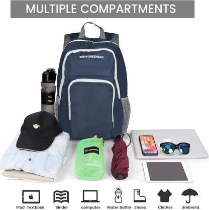 35L Foldable Waterproof Backpack For Outdoor Sports Travel Inside Wet Clothes Compartment Packable For Multiple