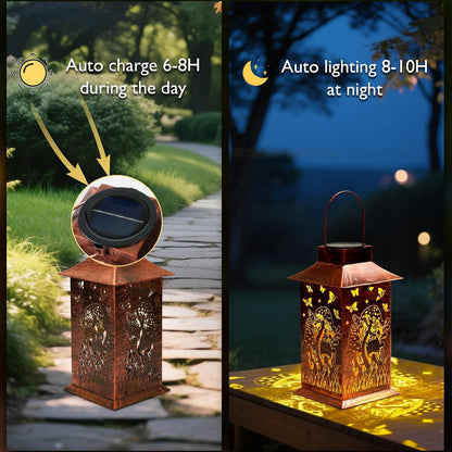 Homemory Mushroom Solar Lanterns Waterproof, Metal Hanging Hollowed-Out Metal Decor Lantern, LED Outdoor Decoration for Outside LED Lanternse for Yard, Backyard, Porch, Lawn