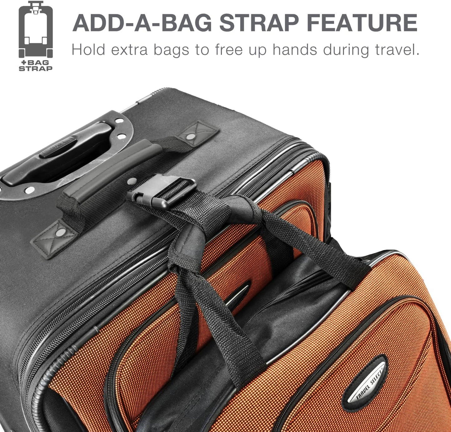 Travel Select Amsterdam 8-Piece Softside Expandable Luggage Set, Lightweight 2-Wheel Suitcases with Packing Cubes & Travel Tote, Durable Polyester Construction, Burgundy