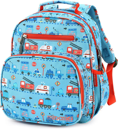 mibasies Toddler Backpack for Boys 2-4: Cute Kids Backpacks Boys - Preschool Kindergarten Backpack - Car