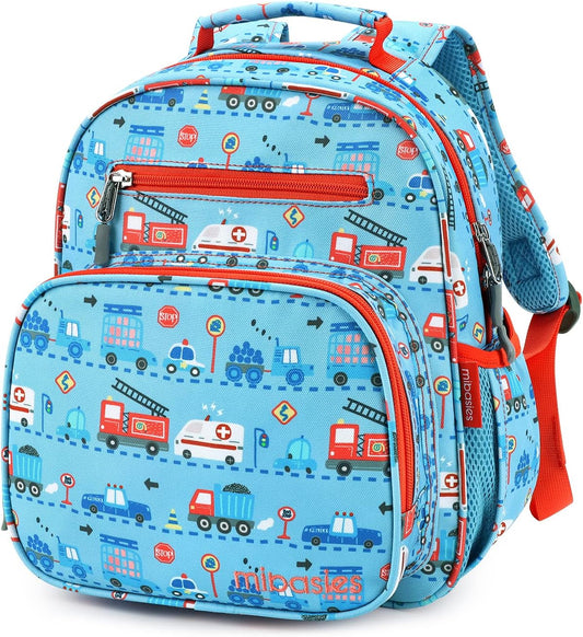 mibasies Toddler Backpack for Boys 2-4: Cute Kids Backpacks Boys - Preschool Kindergarten Backpack - Car