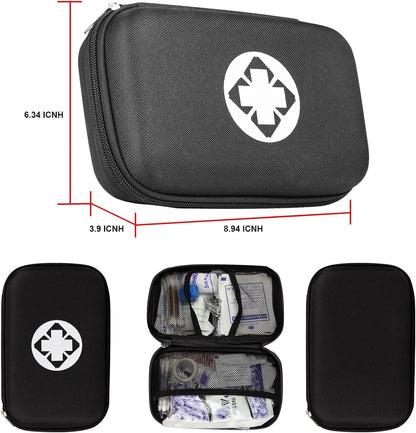 279PCS Small Travel First Aid Kit Supplies for Business, First Aid Emergency Set Backpacking Essentials Items Trauma Survival Kits for Outdoor Adventure, Black AMORNING