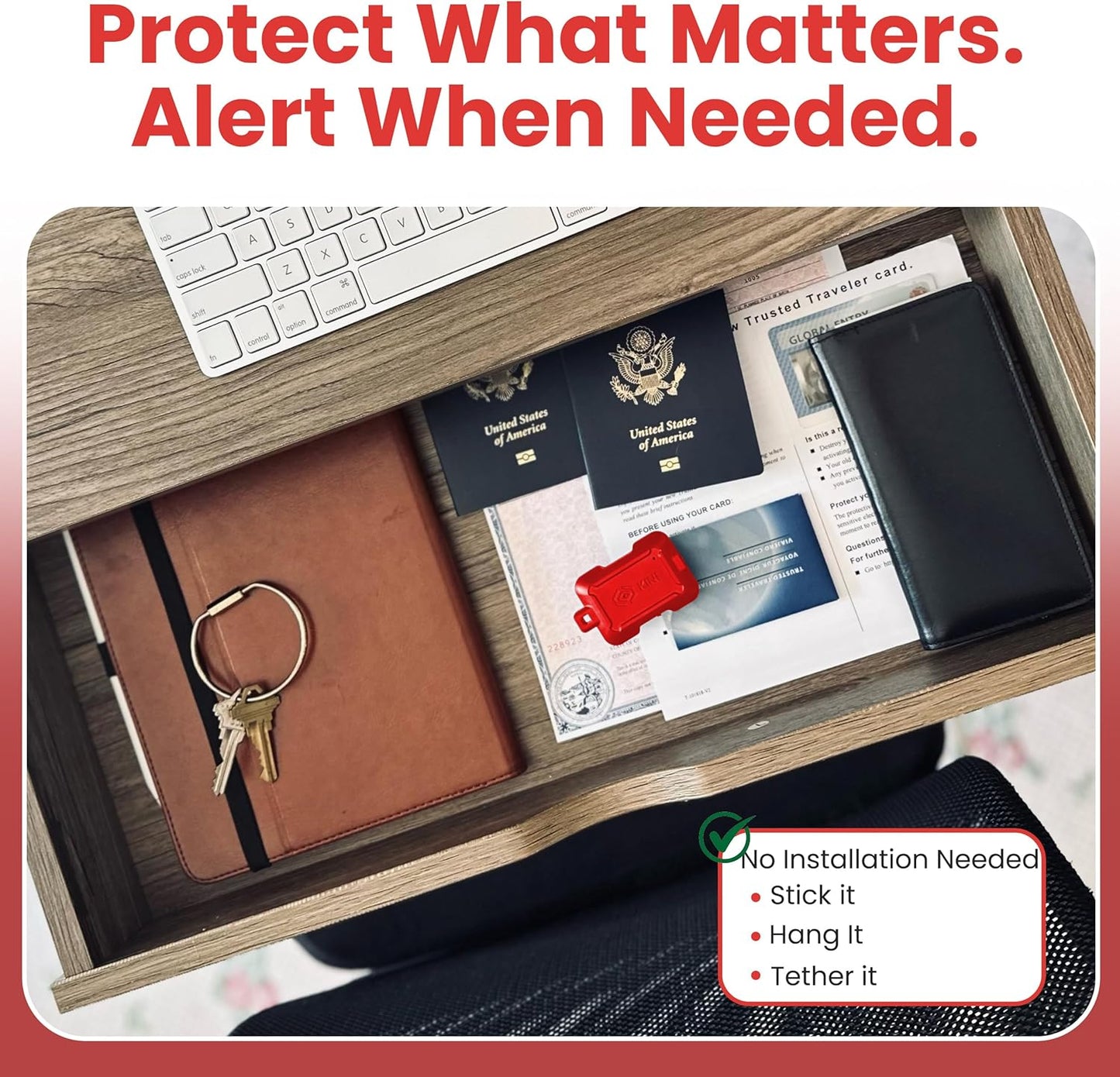 Kini SafeAlert WiFi Motion Sensor Alarm | Real-Time SMS Notification | Wireless Motion Detector for Gun Safes, Cabinets, Home, Apartments, Office | Easy Install, No Subscription, Rechargeable Battery