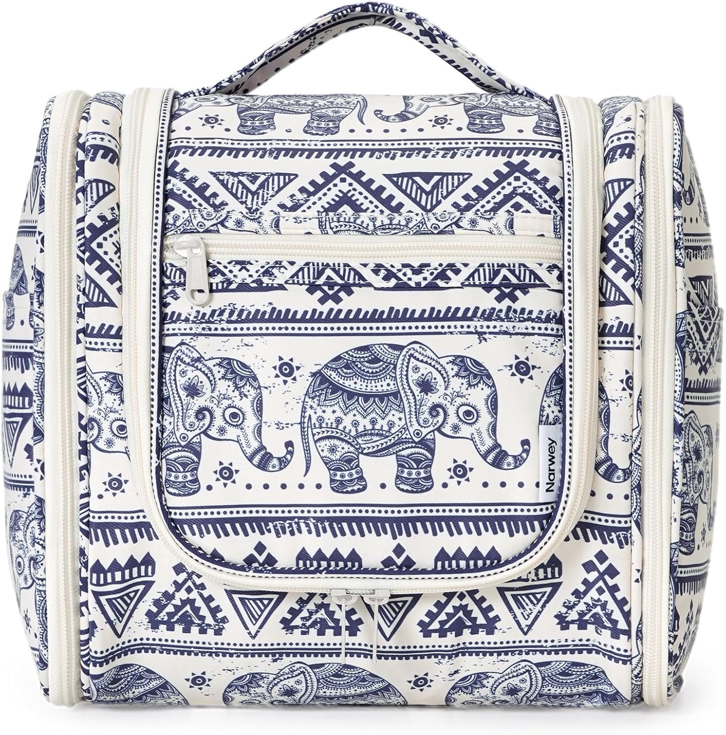 Narwey Hanging Toiletry Bag for Women Travel Makeup Bag Organizer Toiletries Bag for Cosmetics Essentials Accessories (Large, Elephant)