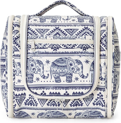 Narwey Hanging Toiletry Bag for Women Travel Makeup Bag Organizer Toiletries Bag for Cosmetics Essentials Accessories (Large, Elephant)
