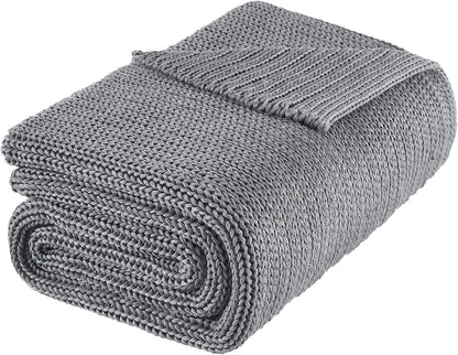 L'AGRATY Knitted Weighted Blanket - 60"x80" 15lbs Cooling Chunky Knit Heavy Blanket for Adults Braided Crochet Throw Thick Cable Yarn Knit Decorative No Beads Evenly Weighted Machine Washable