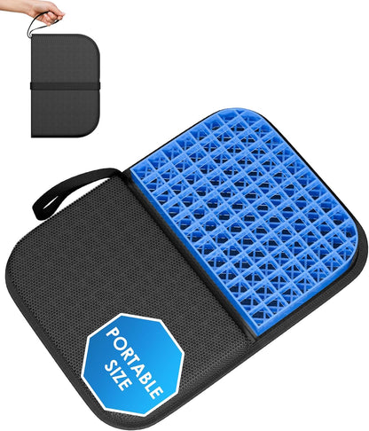 Gel Travel Seat Cushion, Portable Airplane Seat Cushion, 14.5" x 10.5" Thick & Foldable for Airplane Seats, Office Chair, Camping, Bleachers, Flights, Commute (Dark Grey)