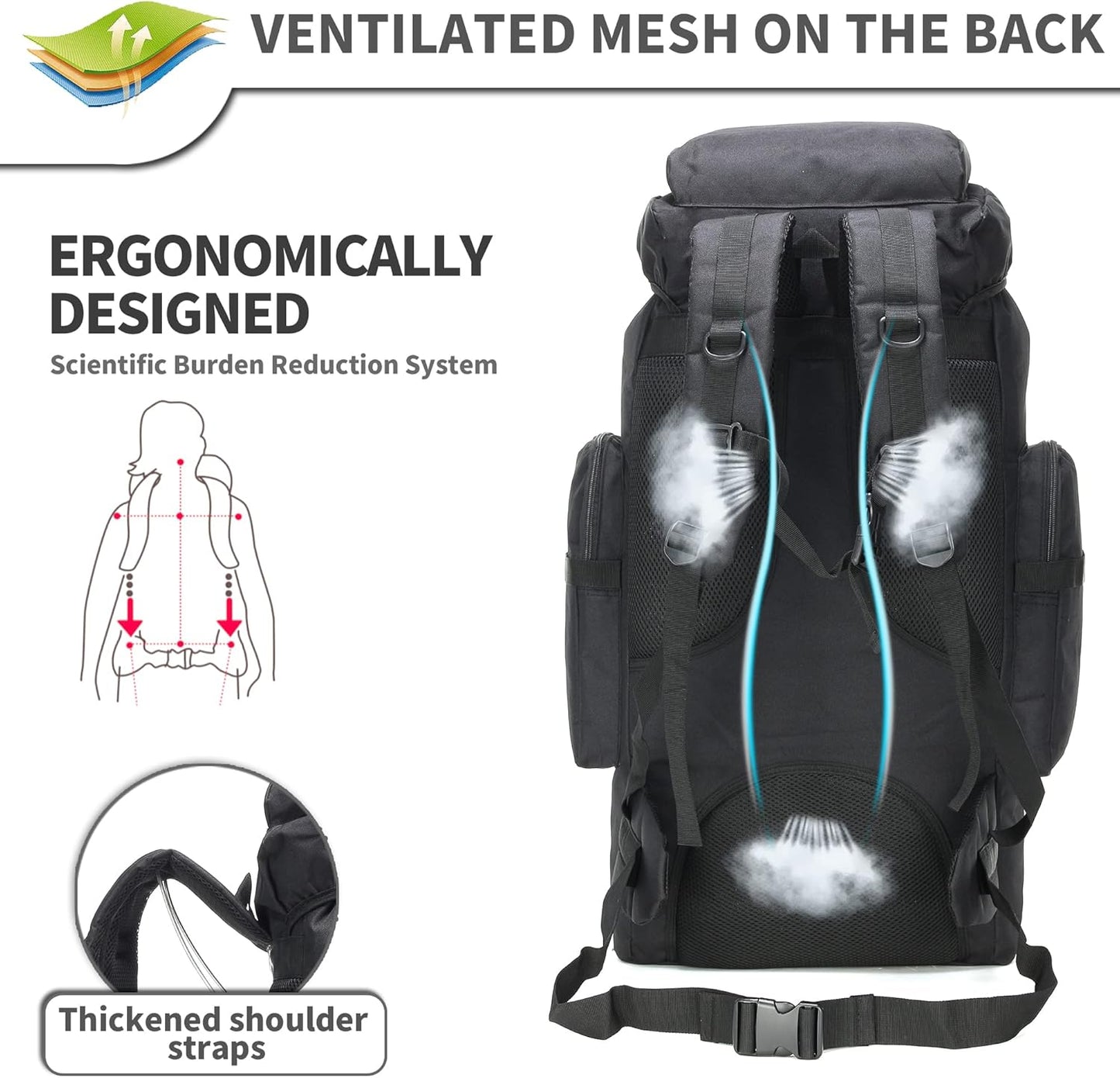 King'sGuard 70L Camping Hiking Backpack Tactical Backpack Military Molle Rucksack Backpack for Outdoor