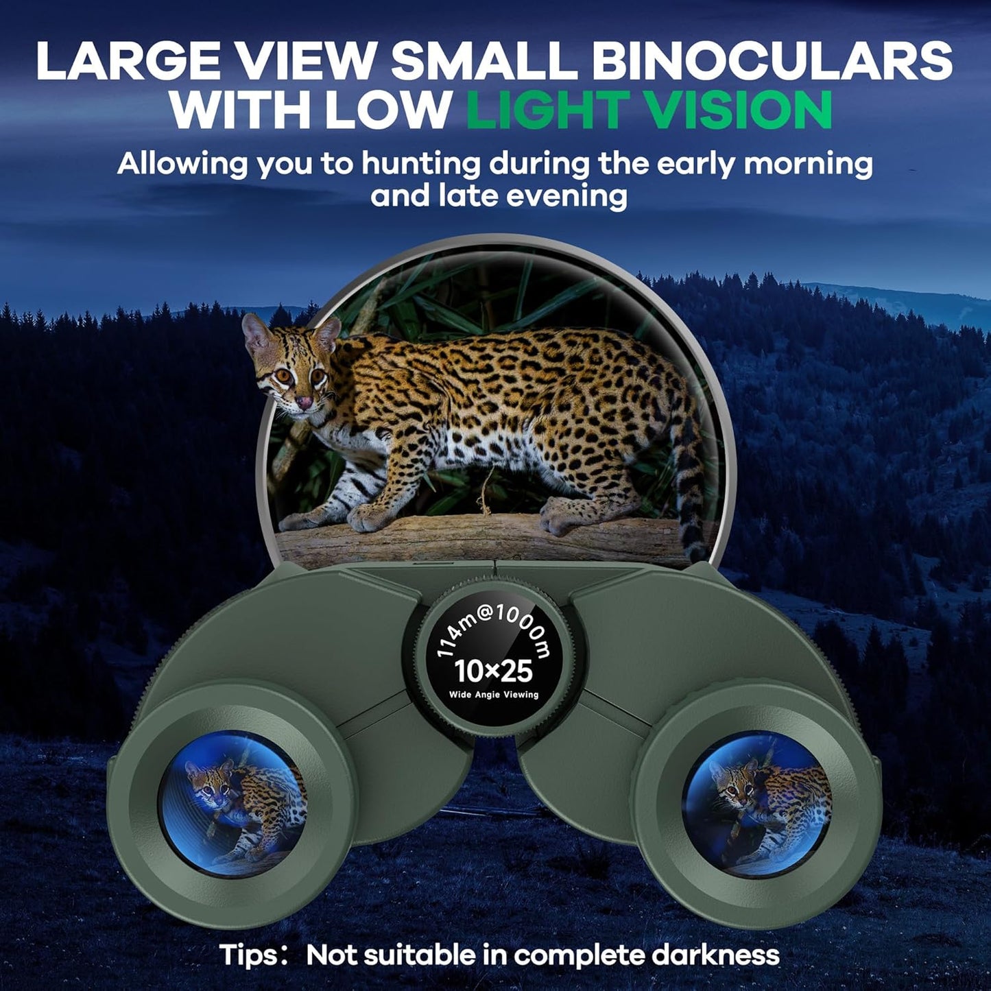 10x25 Compact Binoculars for Adults and Kids, Large View Waterproof Small Binoculars with Low Light Vision BAK4 Prism FMC Lens for Cruise Ship Bird Watching Travel Sightseeing Concert Hunting