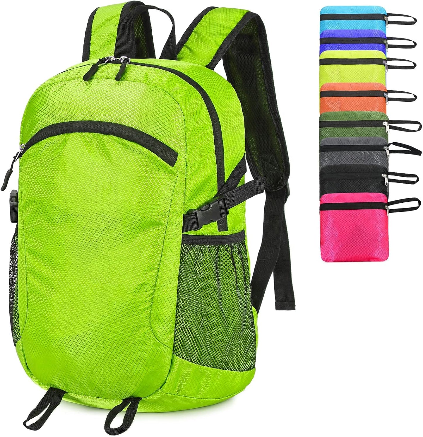 Small Hiking Daypack,15L Water-Resistant Hiking Backpack Packable Lightweight Travel Day Pack for Women Men (LinghtGreen, Small)