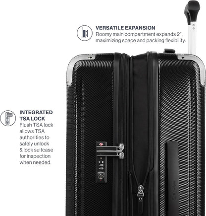 Travelpro Pathways 3 Hardside Expandable Luggage, 8 Spinner Wheels, Lightweight Hard Shell Suitcase, Checked Large 28 Inch, Black Knight