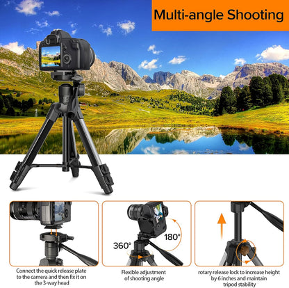 Camera Tripod 66.7 Inch, Patented 3-Way Rotating Portable Cameras Stand Professional Aluminum Travel Phone Camera Mount Monopod for Camera, Smartphone, Suitable for Various Live Vlogging