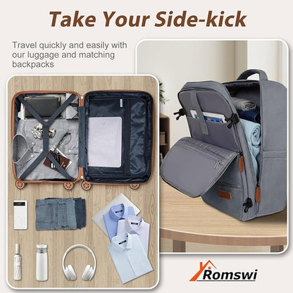 Romswi Luggage Sets 2 Piece 22In, Expandable 22x14x9 Carry On Luggage - Image 5