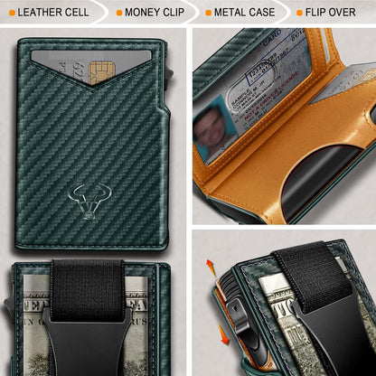 BULLIANT Men Wallet Gift Boxed,Slim Front Pocket Wallet Money Clip Card Holder 3.8"x2.7",Pop-up Access