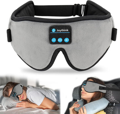 Joythink Sleep Headphones Headband Sleep Mask Eye Mask 3D Deep Bluetooth for Sleeping Blackout Washable Music Eye Cover with Speaker Microphones Gray