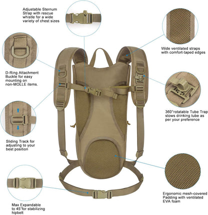 Unigear Tactical Hydration Packs Backpack 1050D with 3L Water Bladder, Thermal Insulation Pack Keeps Liquid Cool up to 4 Hours for Hiking, Cycling, Hunting and Climbing