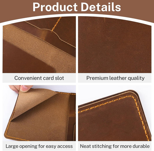 Genuine Leather Passport Holder, Wallet Cover Case for Travel Must Haves, Card Slots - RFID Blocking Travel Wallet - Men's Passports Case (Bourbon Brown)
