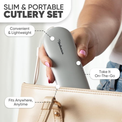 Felix - Compact Portable stainless steel Cutlery set with case | Pocket Utensil set | Travel Utensils with case | Camping| Utensils set for Lunch box| Utility cutlery set | Portable Silverware