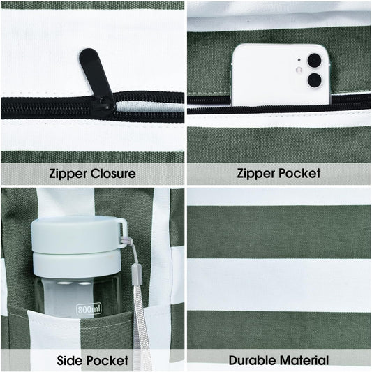 Becokan Beach Bags for Women Large Waterproof Beach Tote Bag Zipper Beach Bags Waterproof Sandproof Swim Pool Bag Large Tote