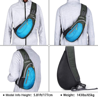 G4Free Sling Bag for Men Women, Small Crossbody Backpack Lightweight Chest Shoulder Bags for Travel, Outdoor and Sports (Light Blue)