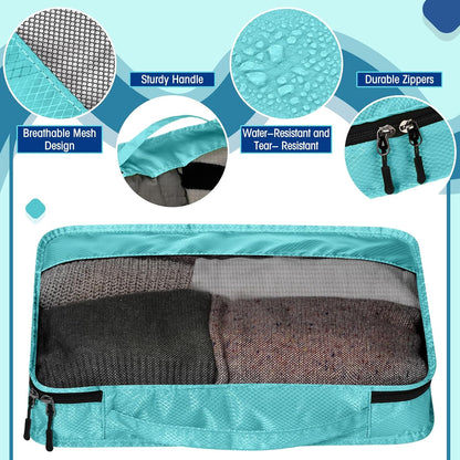 5 Pcs Packing Cubes for Suitcase Large Travel Cubes Carry on Luggage Organizer Bags for Clothes Accessories(L,Blue)