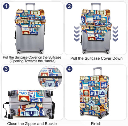 Pink Dino Suitcase Luggage Cover, Thick Suitcase Cover for Carry on Luggage Protector Fits 18-30 Inch Case