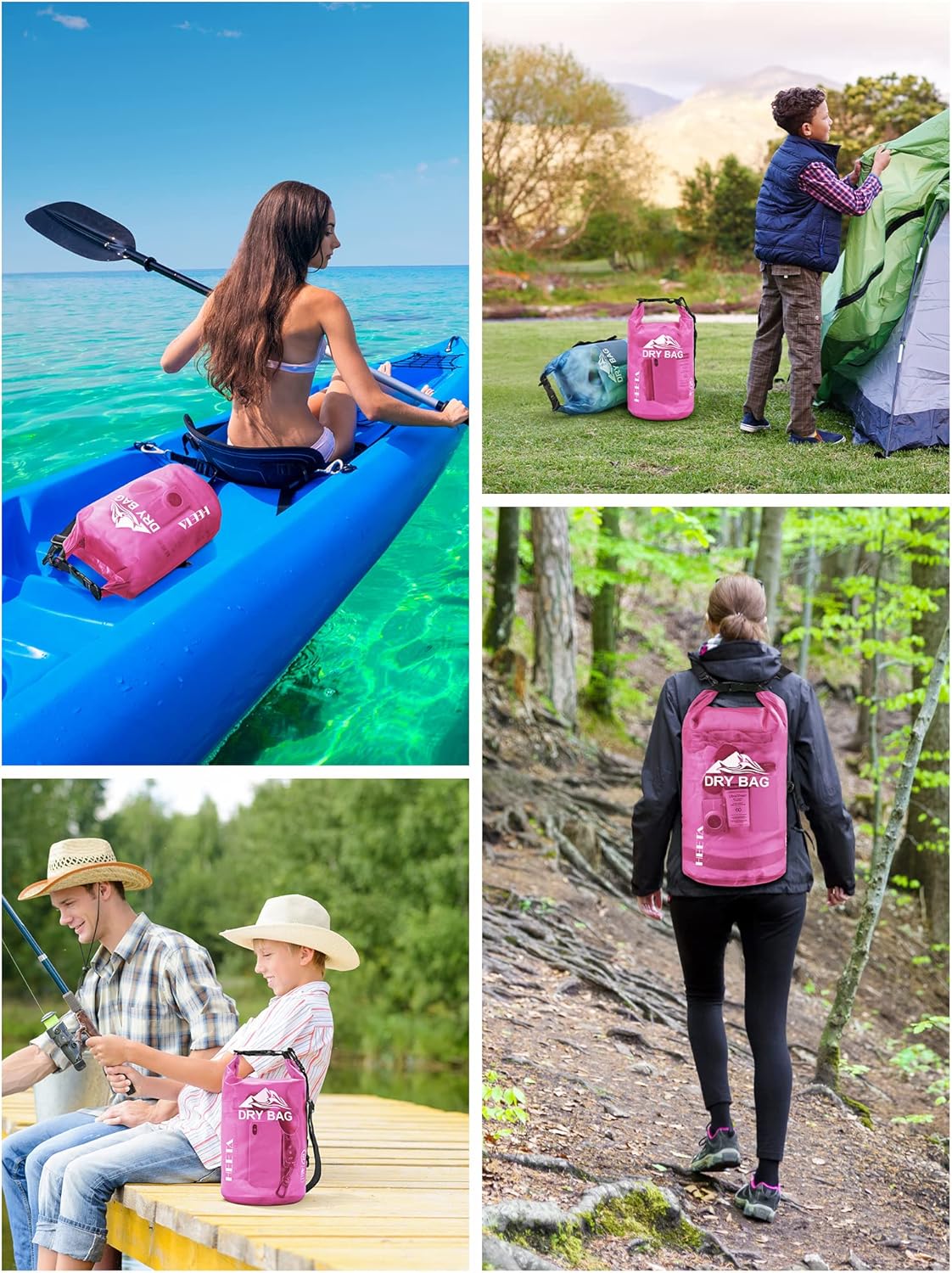 HEETA Dry Bag Waterproof for Women Men, 5L/10L/20L/30L/40L Roll Top Lightweight Dry Storage Bag Backpack with Phone Case for Travel Swimming Boating Kayaking Paddle Board Camping Beach Accessories