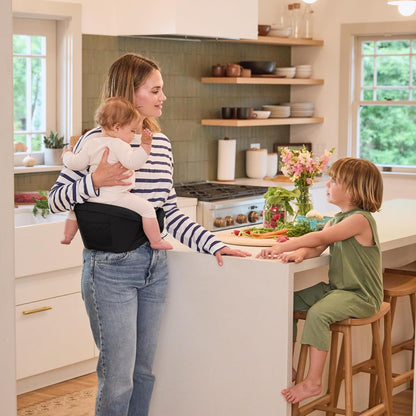 Ergobaby Lift Ergonomic Baby Hip Seat Carrier with Storage, Comfortable Wide Waistbelt and Lumbar Support (17lbs - 45lbs) - Anti-Slip Toddler Carrier - Onyx Black