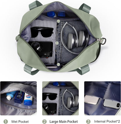 Travel Duffel Bag, Sports Tote Gym Bag, Shoulder Weekender Overnight Bag for Women