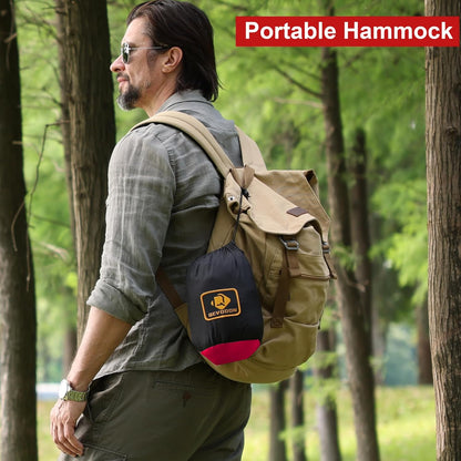 Camping Hammock with Net,Portable Lightweight Double Hammocks with Tree Straps and Solid D-Shape Carabiners,Parachute Nylon Hammock for Backpacking Beach Backyard Patio Hiking Black&Red