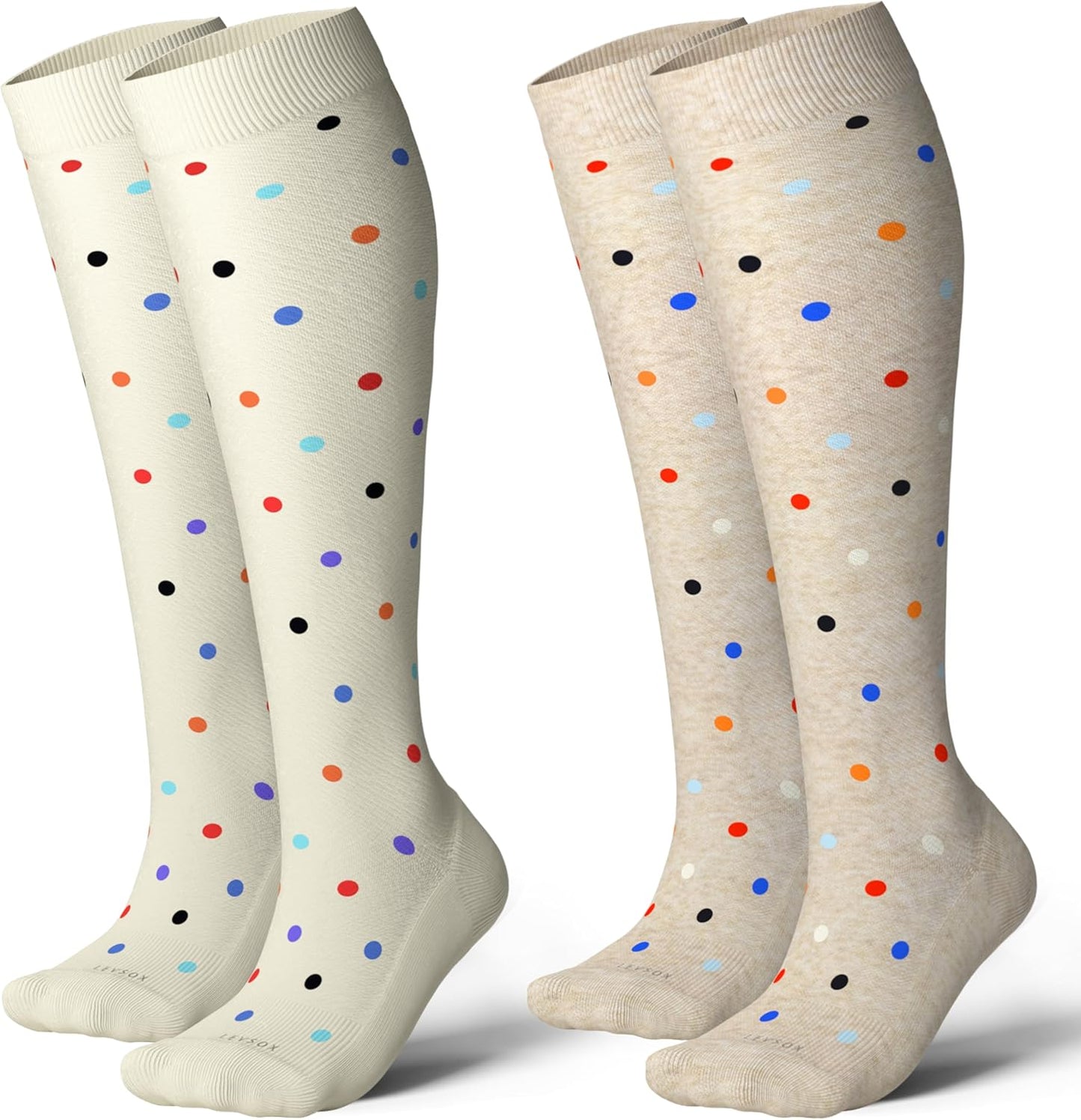 LEVSOX Thick Cotton Compression Socks for Women&Men 20-30mmHg Knee High Cute Support Sock for Nurses, Pregnancy, Travel