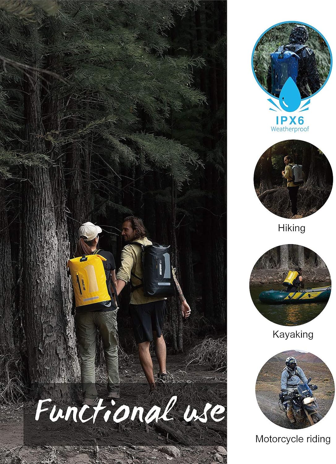 IDRYBAG Waterproof Backpack for Men 20L/30L/40L, Floating Dry Bag Kayak, Dry Backpack Hiking