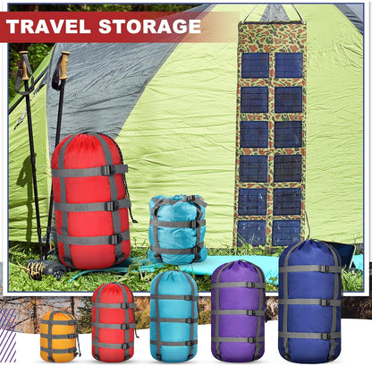 5 Pack Compression Stuff Sack 5 Assorted Size Sleeping Bag Stuff Sack Ultralight Sleeping Bag Cover Space Saving Gear for Travel Outdoor Camping Hiking Backpacking