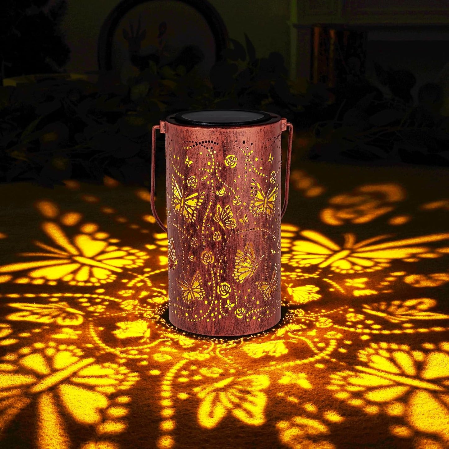 Homemory Butterfly Solar Lanterns Lights Outdoor Waterproof, Hollowed-Out Metal Decor Lantern, Gifts for Women, LED Solar Lights Metal Decoration Outside for Yard, Patio, Backyard, Porch, Lawn