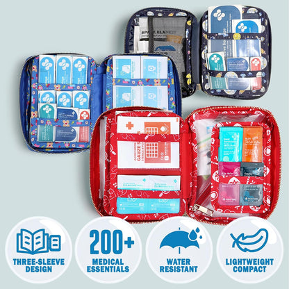 EVERLIT Care Rescue Pack | Family-Friendly First Aid Kit for Kids with 200 Pcs Medical Supplies | Travel-Friendly Compact Storage Bag for Home, Car, Travel, Camping, Adventure (Christmas)
