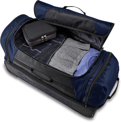 Samsonite Andante 2 Wheeled Duffel Bag – 32-Inch Durable Rolling Luggage with Inline Skate Wheels, Push-Button Handle & Spacious Compartments – Travel-Friendly and Lightweight- Navy/Black
