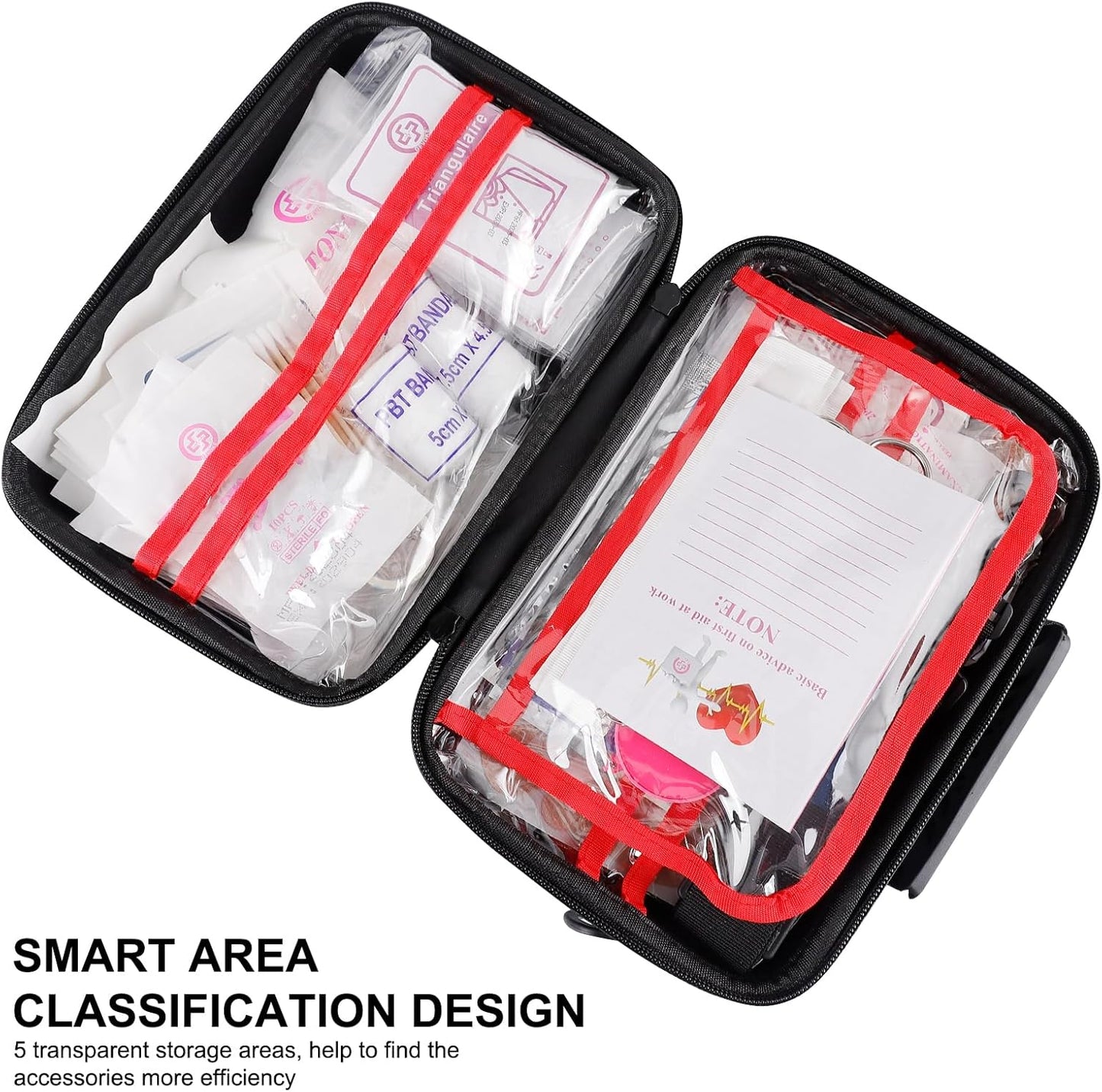 410 Piece Waterproof Hard Shell First Aid Kit for Home, Car, Travel, Camping, Truck, Hiking, Sports, Office, Vehicle & Outdoor Emergencies - Emergency Medical Kits (Black)