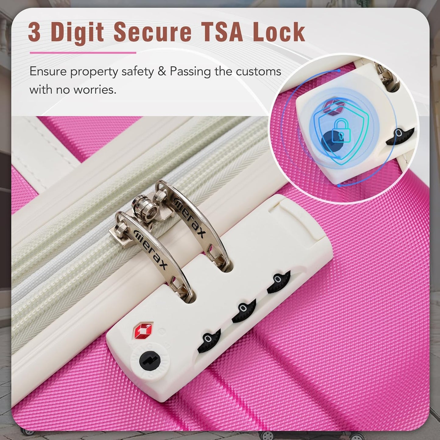 Merax Suitcase Set 28 inches Expandable Luggage with TSA Lock Spinner Wheels Hardshell Lightweight Vintage Luggage with Travel Bag,Pink