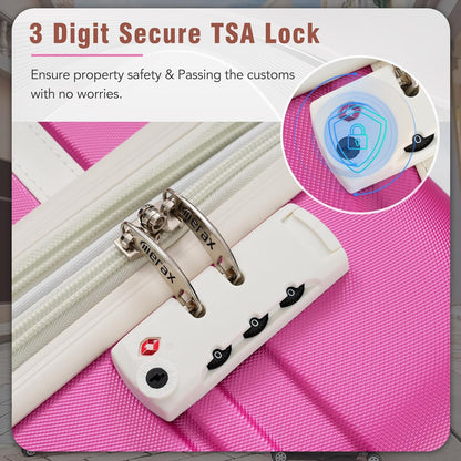 Merax Suitcase Set 28 inches Expandable Luggage with TSA Lock Spinner Wheels Hardshell Lightweight Vintage Luggage with Travel Bag,Pink