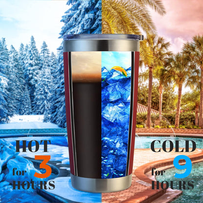 DOMICARE 20oz Stainless Steel Tumbler Bulk with Lid, Double Wall Vacuum Insulated Travel Mug, Powder Coated Coffee Cup (Powder Red, 4)